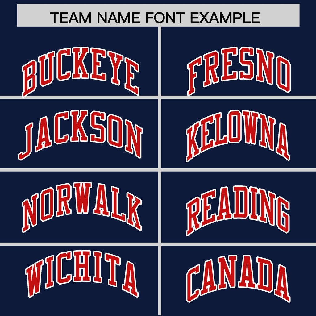 Custom Navy Red Varsity Full-Zip Letterman Classic Jacket Hoodie