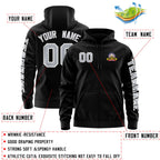 Custom Black Gray Varsity Full-Zip Letterman Classic Jacket Hoodie