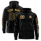 Custom Black Old Gold Varsity Full-Zip Letterman Classic Jacket Hoodie