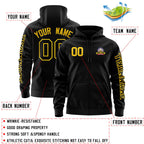 Custom Black Gold Varsity Full-Zip Letterman Classic Jacket Hoodie