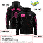 Custom Black Pink Varsity Full-Zip Letterman Classic Jacket Hoodie