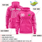 Custom Pink White Varsity Full-Zip Letterman Classic Jacket Hoodie