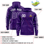 Custom Purple White Varsity Full-Zip Letterman Classic Jacket Hoodie