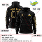 Custom Black Old Gold Varsity Full-Zip Letterman Classic Jacket Hoodie