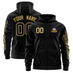 Custom Black Old Gold Varsity Full-Zip Letterman Classic Jacket Hoodie