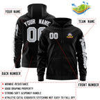 Custom Black Gray Varsity Full-Zip Letterman Classic Jacket Hoodie