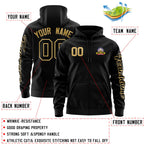 Custom Black Old Gold Varsity Full-Zip Letterman Classic Jacket Hoodie