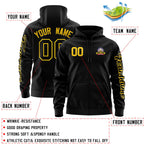Custom Black Gold Varsity Full-Zip Letterman Classic Jacket Hoodie