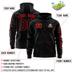 Custom Black Red Varsity Full-Zip Letterman Classic Jacket Hoodie