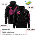 Custom Black Pink Varsity Full-Zip Letterman Classic Jacket Hoodie