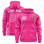 Custom Pink White Varsity Full-Zip Letterman Classic Jacket Hoodie