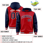 Custom Red Navy Raglan Sleeves Varsity Full-Snap Letterman Two Tone Jacket Hoodie