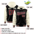 Custom Black Cream Raglan Sleeves Varsity Full-Snap Letterman Two Tone Jacket Hoodie