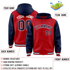 Custom Red Navy Raglan Sleeves Varsity Full-Snap Letterman Two Tone Jacket Hoodie