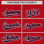 Custom Red Navy Raglan Sleeves Varsity Full-Snap Letterman Two Tone Jacket Hoodie