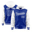 Custom Royal White Raglan Sleeves Varsity Full-Snap Letterman Two Tone Jacket Hoodie