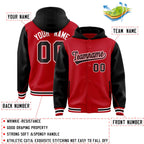 Custom Red Black Raglan Sleeves Varsity Full-Snap Letterman Two Tone Jacket Hoodie
