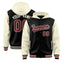 Custom Black Cream Raglan Sleeves Varsity Full-Snap Letterman Two Tone Jacket Hoodie