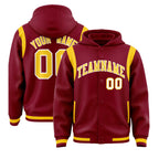 Custom Crimson Gold Varsity Full-Snap Letterman Shoulder Color Block Jacket Hoodie