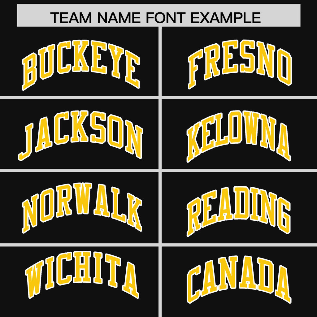 Custom Black Gold Varsity Full-Snap Letterman Shoulder Color Block Jacket Hoodie