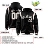 Custom Black Cream Varsity Full-Snap Letterman Shoulder Color Block Jacket Hoodie