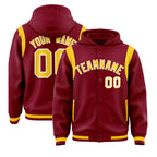 Custom Crimson Gold Varsity Full-Snap Letterman Shoulder Color Block Jacket Hoodie