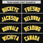 Custom Black Gold Varsity Full-Snap Letterman Shoulder Color Block Jacket Hoodie