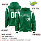 Custom Kelly Green Kelly Green Varsity Full-Snap Letterman Shoulder Color Block Jacket Hoodie