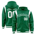 Custom Kelly Green Kelly Green Varsity Full-Snap Letterman Shoulder Color Block Jacket Hoodie