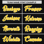 Custom Black Gold Varsity Full-Snap Letterman Shoulder Color Block Jacket Hoodie