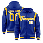 Custom Royal Gold Varsity Full-Snap Letterman Shoulder Color Block Jacket Hoodie