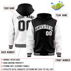 Custom Black White Raglan Sleeves Varsity Full-Snap Letterman Two Tone Jacket Hoodie