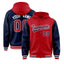 Custom Red Navy Raglan Sleeves Varsity Full-Snap Letterman Two Tone Jacket Hoodie