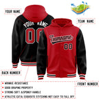 Custom Red Black Raglan Sleeves Varsity Full-Snap Letterman Two Tone Jacket Hoodie