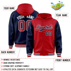 Custom Red Navy Raglan Sleeves Varsity Full-Snap Letterman Two Tone Jacket Hoodie