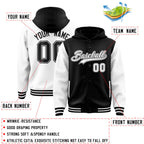 Custom Black White Raglan Sleeves Varsity Full-Snap Letterman Two Tone Jacket Hoodie