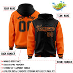 Custom Black Orange Raglan Sleeves Varsity Full-Snap Letterman Two Tone Jacket Hoodie