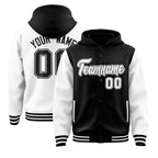 Custom Black White Raglan Sleeves Varsity Full-Snap Letterman Two Tone Jacket Hoodie