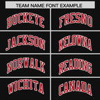 Custom Black Red Raglan Sleeves Varsity Full-Snap Letterman Three Stripes Jacket Hoodie