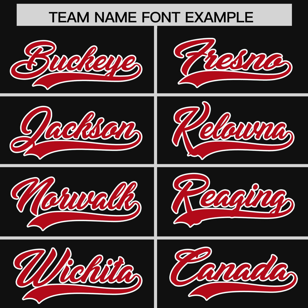 Custom Black Red Raglan Sleeves Varsity Full-Snap Letterman Three Stripes Jacket Hoodie