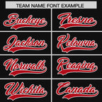 Custom Black Red Raglan Sleeves Varsity Full-Snap Letterman Three Stripes Jacket Hoodie
