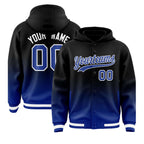 Custom Black Royal Varsity Full-Snap Letterman Gradient Jacket Hoodie