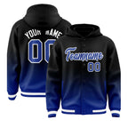Custom Black Royal Varsity Full-Snap Letterman Gradient Jacket Hoodie
