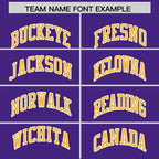Custom Purple Gold Color Block Varsity Full-Snap Letterman Jacket Hoodie