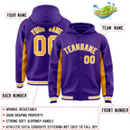 Custom Purple Gold Color Block Varsity Full-Snap Letterman Jacket Hoodie
