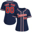 Custom Navy Red-White Classic Style Baseball Jersey For Women
