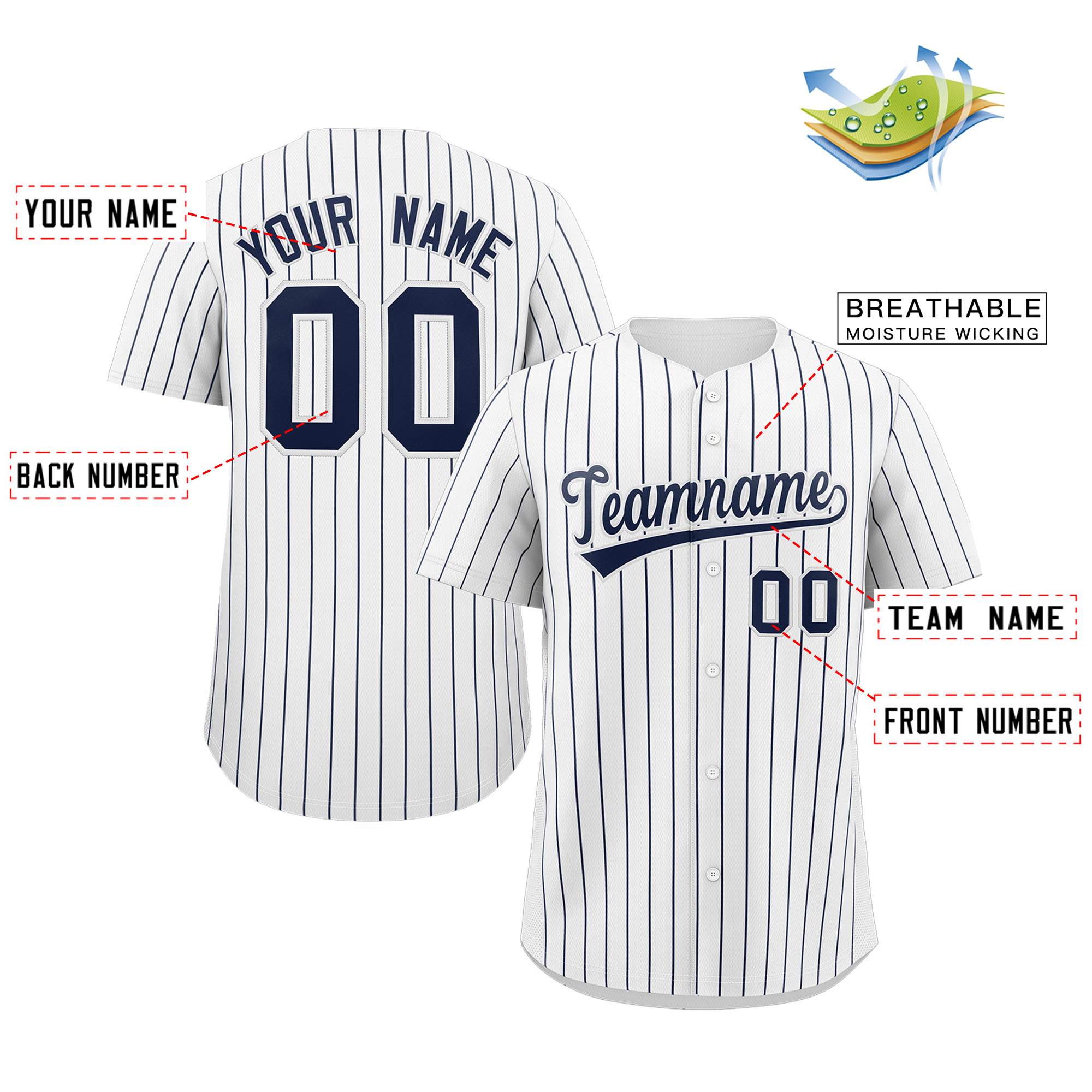 Custom Mens Personalized Pinstripe Baseball Jersey Team Sport Uniforms