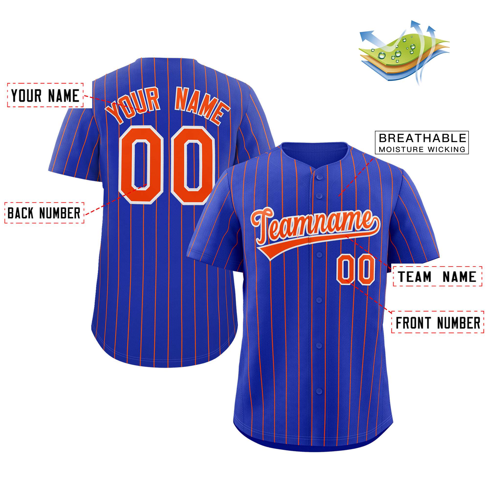 Custom Pinstripe Baseball Jerseys and Button-Down Shirts for Team Sports