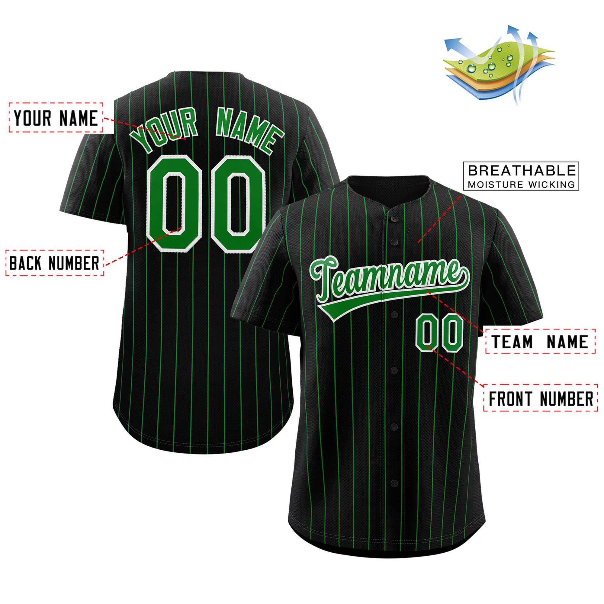 Custom Pinstripe Baseball Jerseys and Button-Down Shirts for Team Sports