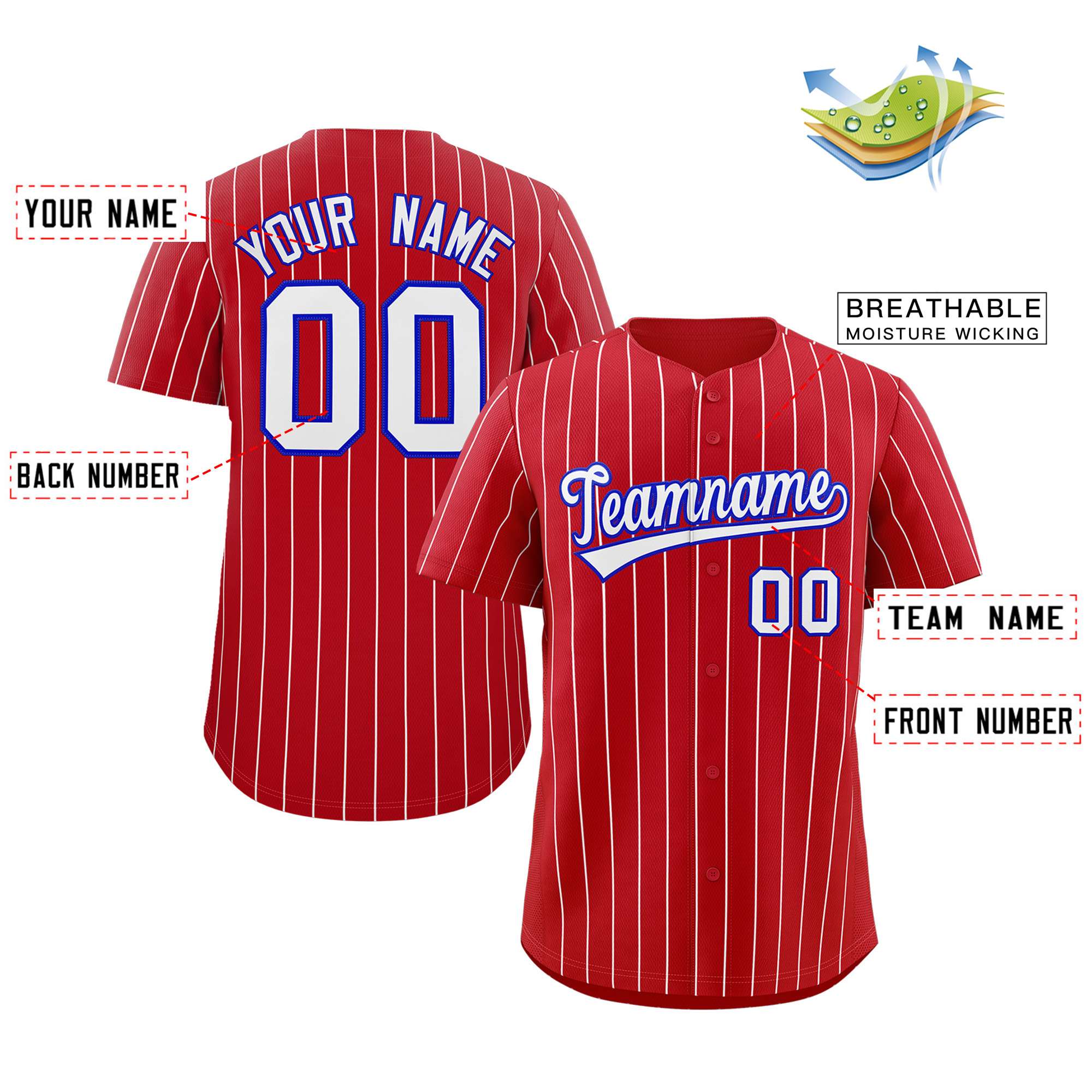 Custom Mens Personalized Pinstripe Baseball Jersey Team Sport Uniforms